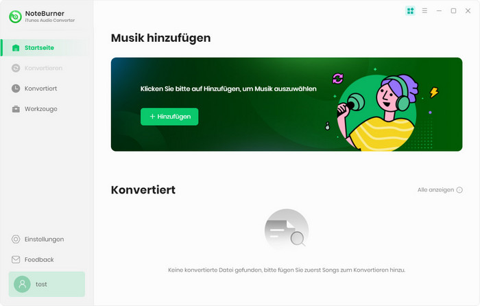 NoteBurner Apple Music Converter Oberfläche