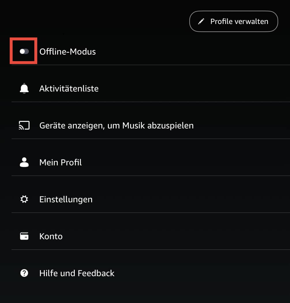 Offline-Modus einschalten