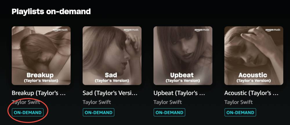 On-Demand-Playlists auf Amazon Music