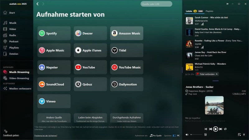 Musikdienst auswählen