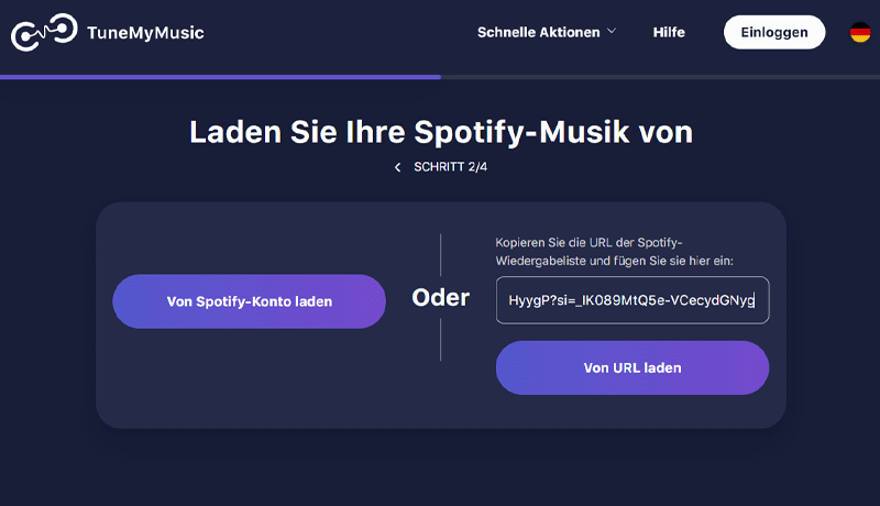 Playlist von Spotify-Konto oder von URL laden
