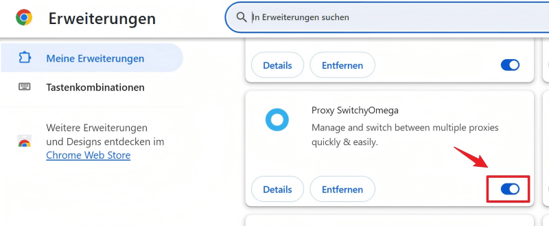 VPN, Proxy oder Werbeblocker deaktivieren