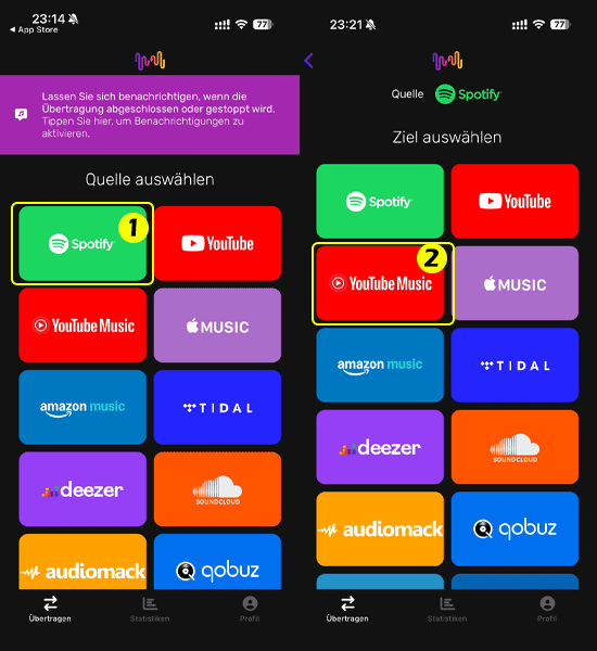 Quelle und Ziel verknüpfen