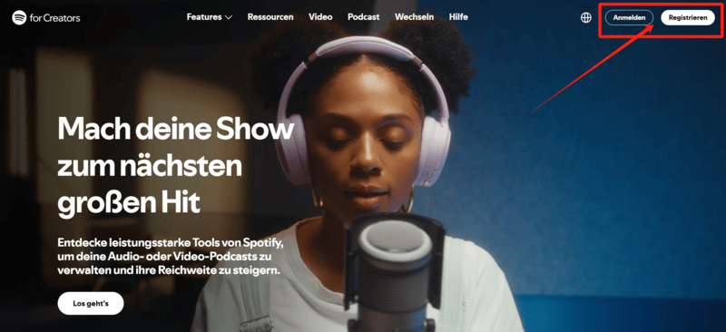 Sich auf Spotify for Creators anmelden