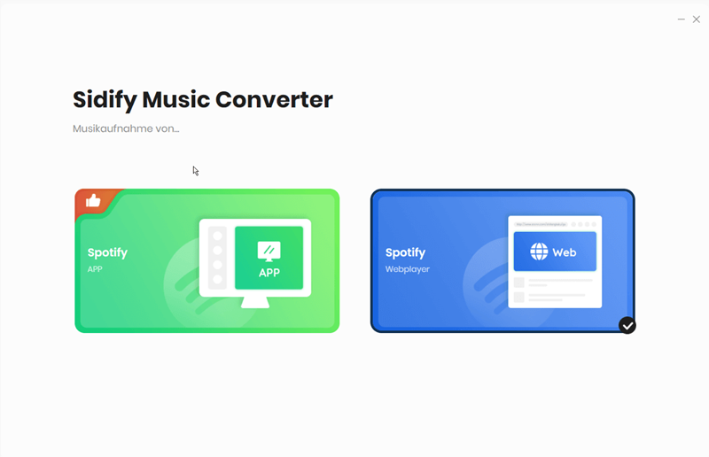 Sidify Spotify Music Converter Schnittstelle