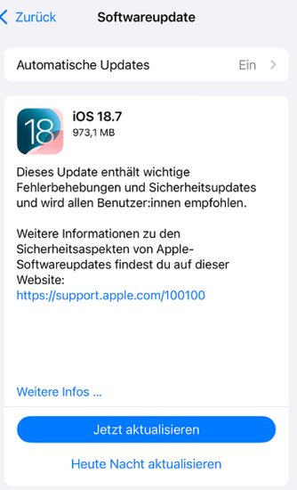 Softwareupdate bei iOS
