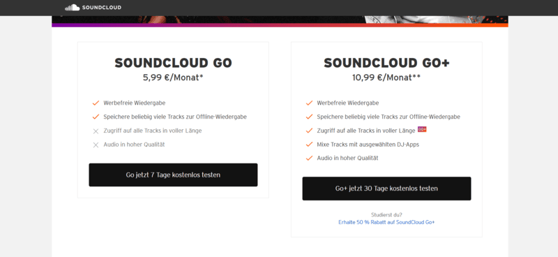 SoundCloud Go kostenlos testen mit der offizieller Testphase