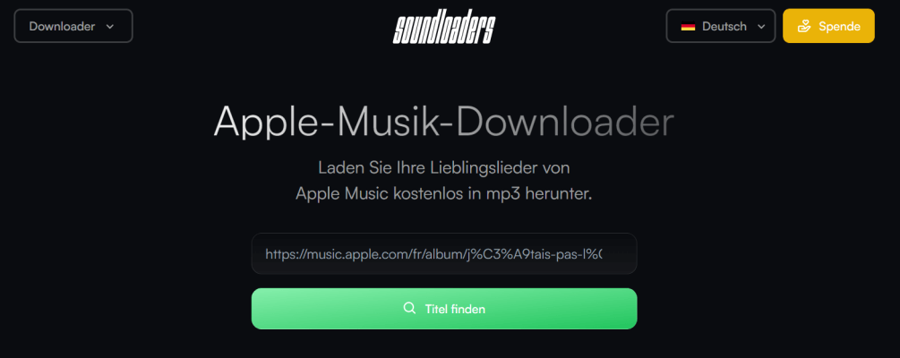Soundloaders Apple Musik Downloader Hauptseite