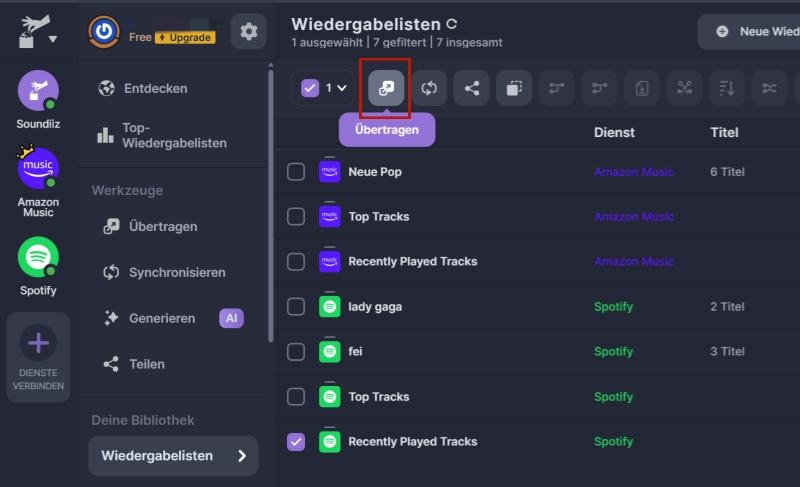 Spotify in Soundiiz exportieren