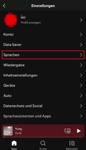 Spotify mobile App Sprache ändern