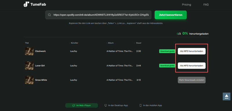 Spotify MP3 mit TuneFab Online Downloader herunterladen