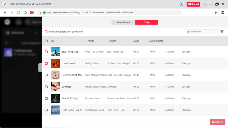 Spotify Musik mit Tunefab herunterladen
