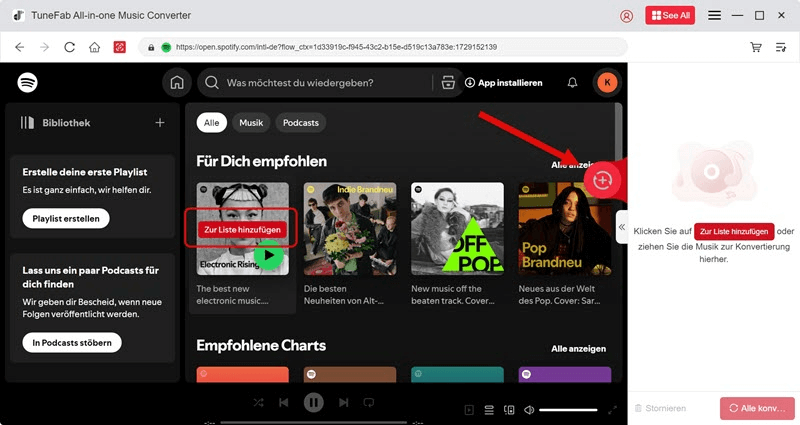 Musik zum Konvertieren ziehen