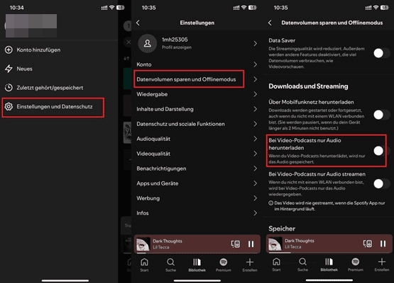 Nur Podcast Audio speichern