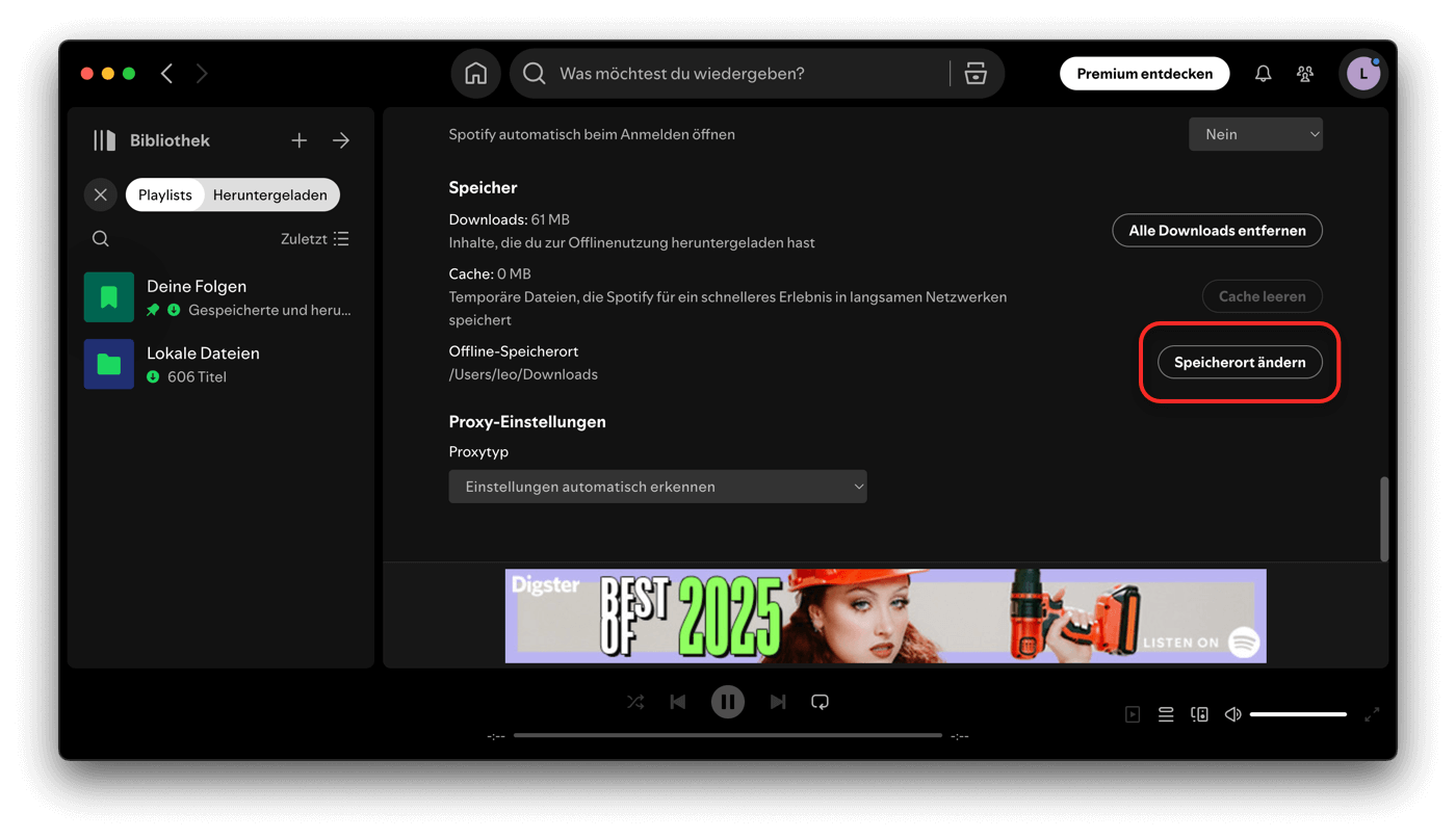 Spotify Offline-Speicherort auf Mac finden