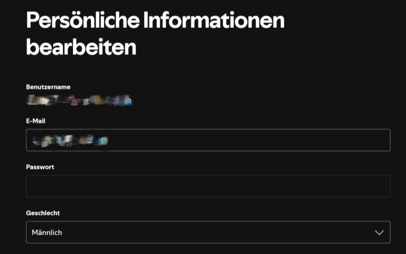 Spotify Persönliche Informationen bearbeiten