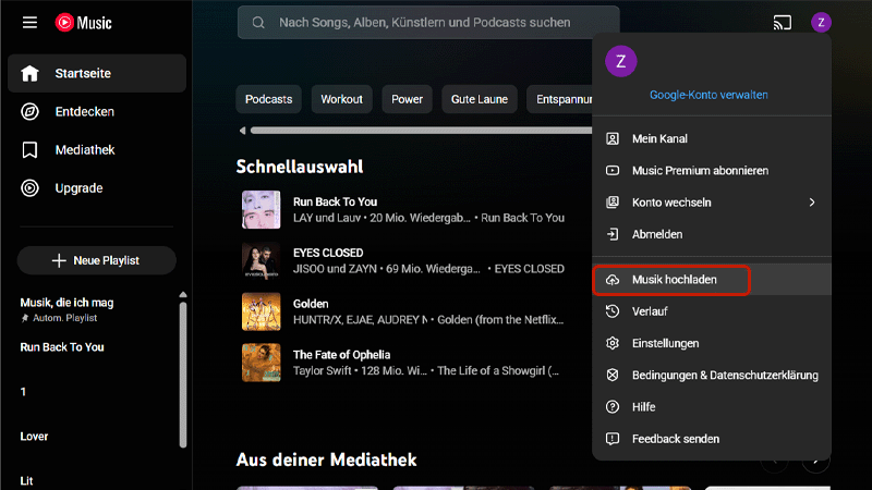 Spotify Playlist auf YouTube Music hochladen