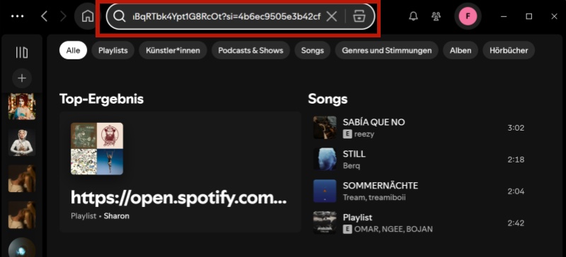 Spotify Playlist-Link eingeben