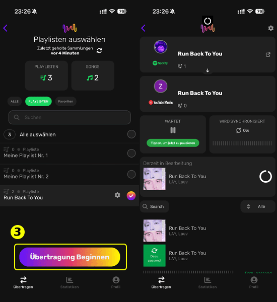 Spotify Playlist zu YouTube Music auf Handy