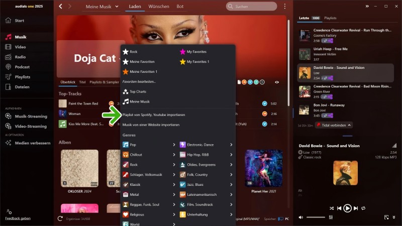 Spotify-Playlisten automatisch in Audials eingeben