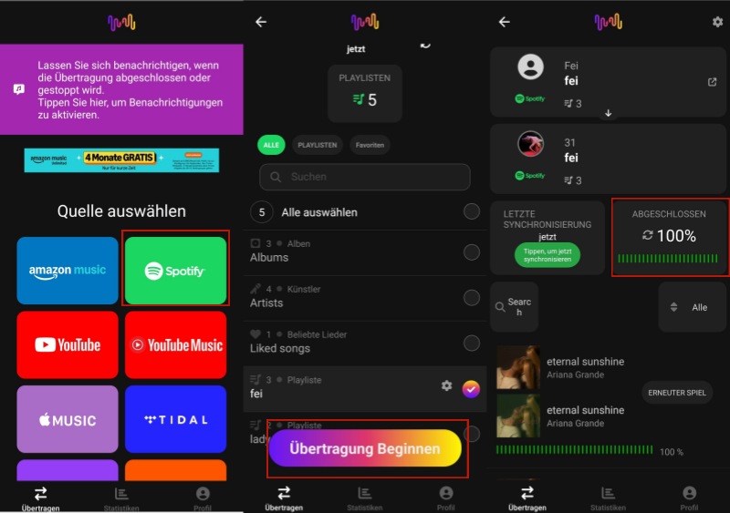 Spotify Playlists durch Freeyourmusic übertragen