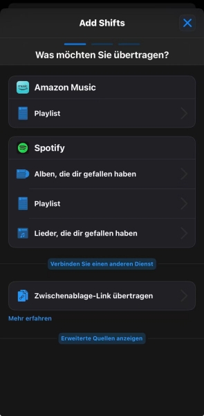 Spotify Playlists in Songshift wählen