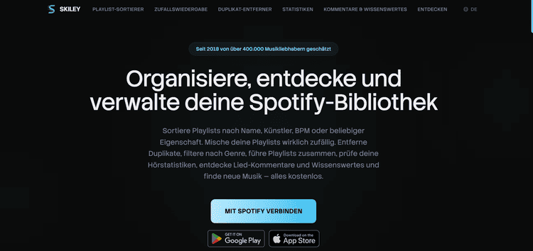 Spotify Playlists mit Skiley zusammenzufügen