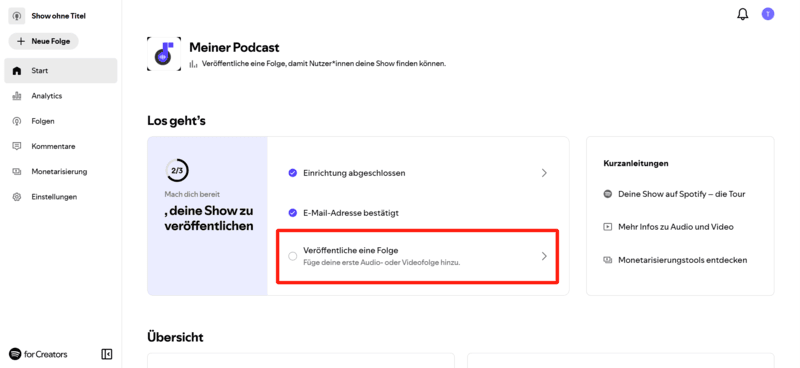 Spotify Podcast Folge veröffentlichen