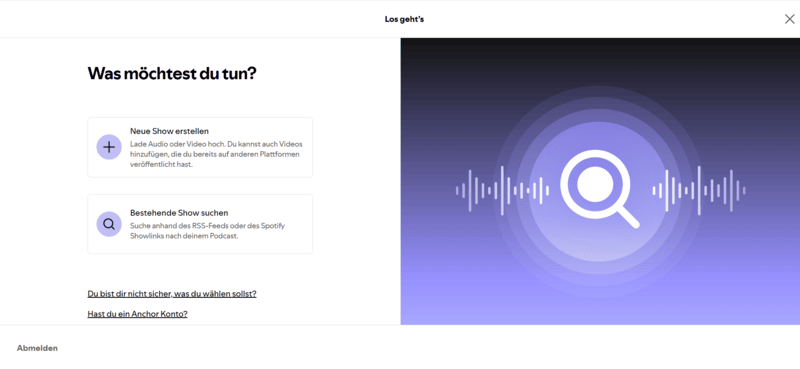 Spotify Podcast neue Show erstellen