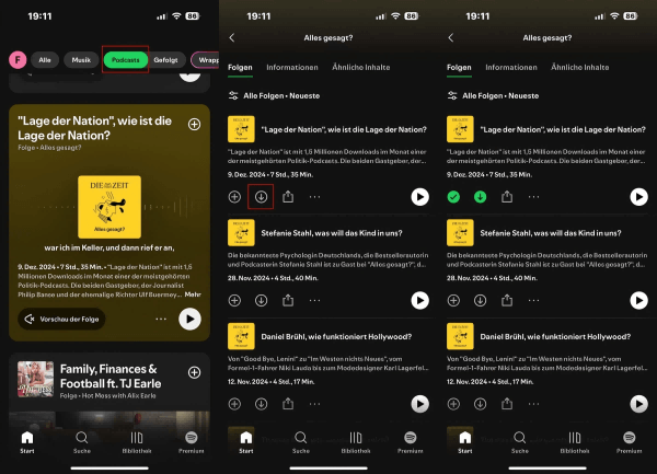 Spotify Podcasts auf Handy herunterladen