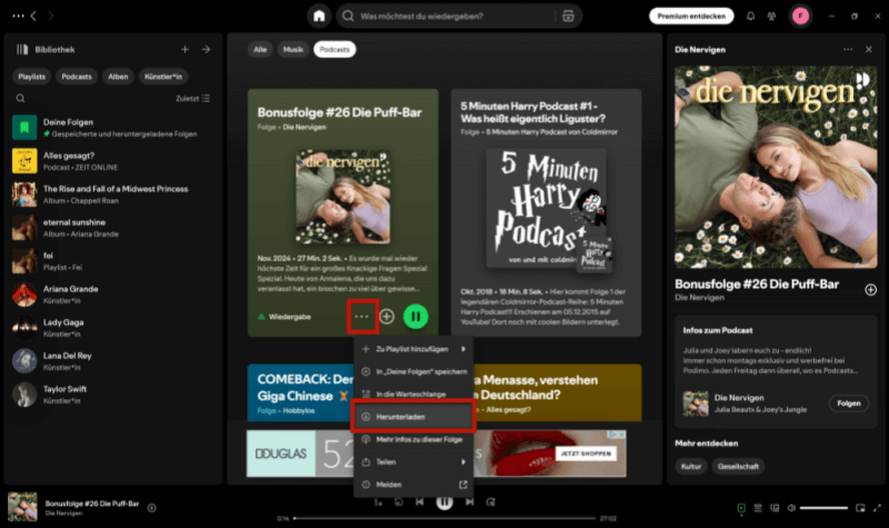 Spotify Podcasts auf PC finden