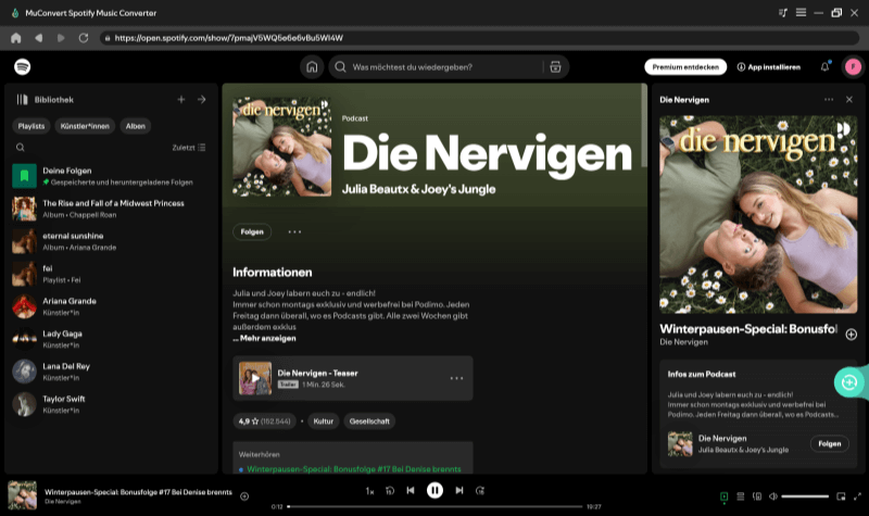 Spotify Podcasts in MuConvert suchen