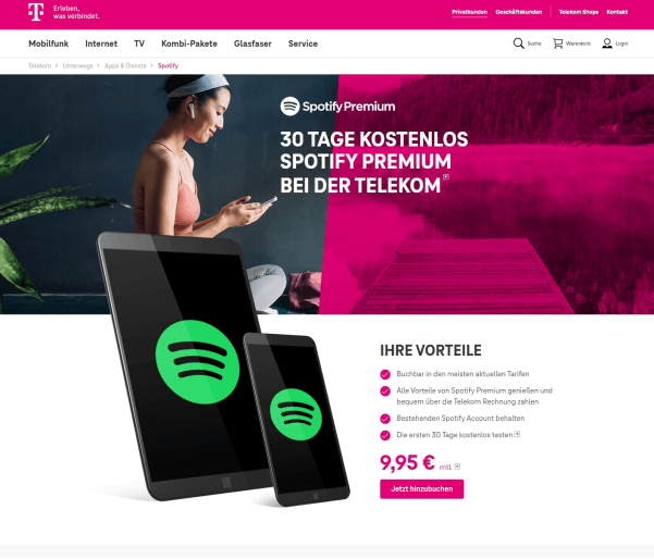 Spotify Premium bekommen über Telekom