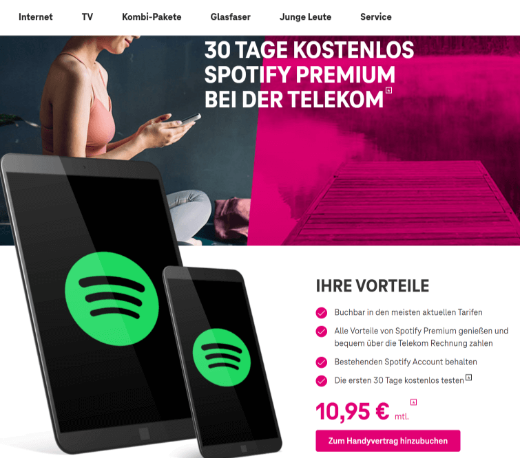 Spotify Premium erhalten über Telekom