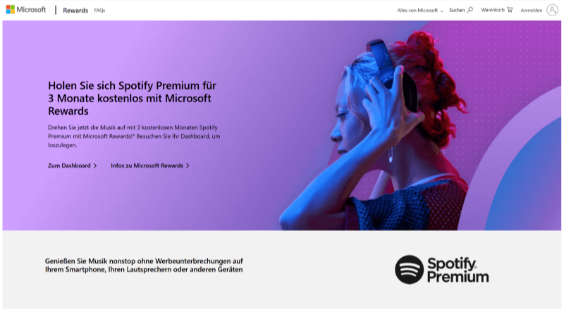 Spotify Premium gratis erhalten in Microsoft