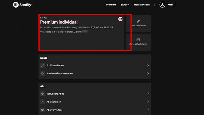 Spotify Premium-Konto überprüfen