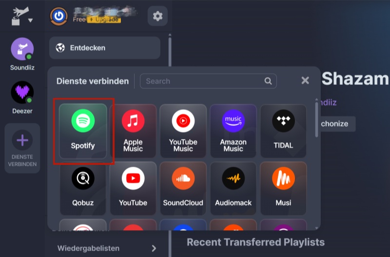 Spotify zu Soundiiz hinzufügen