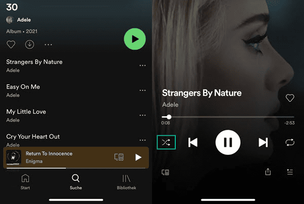 Spotify-Zufallswiedergabe deaktivieren