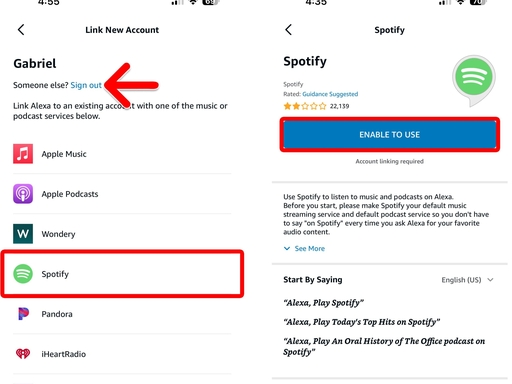 Spotify zur Verwendung aktivieren