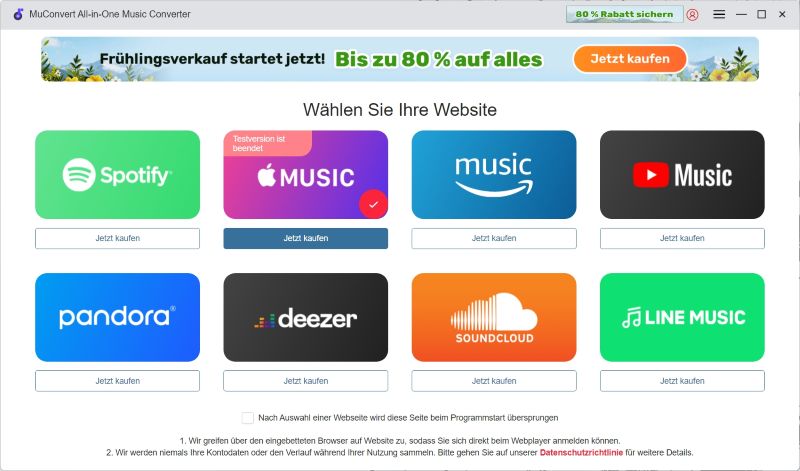 Startseite von MuConvert