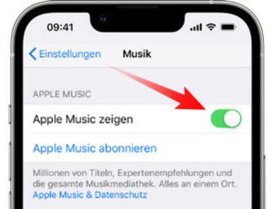 Sync-Funktion in Musik-Einstellungen neu aktivieren