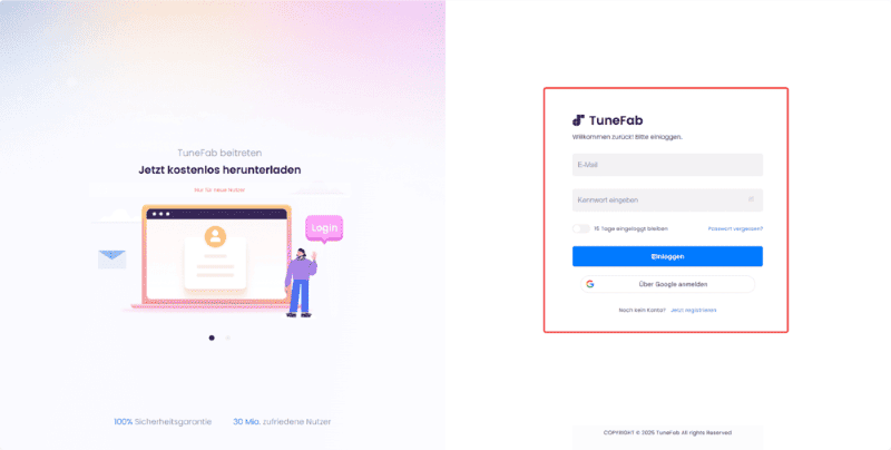 TuneFab-Konto registrieren