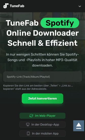 TuneFab Spotify Online Downloader auf Handy