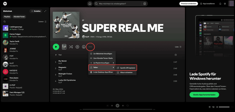 URL von Spotify-Song holen