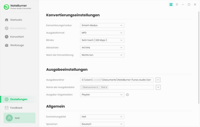 Verschiedene Ausgabeformate auswählen