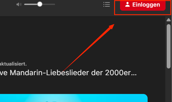 Anmelden mit der Apple-ID auf der Apple Music Webplayer-Seite