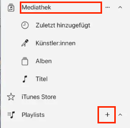 Klicken auf das „Neue Playlist“-Symbol in der linken Seitenleiste