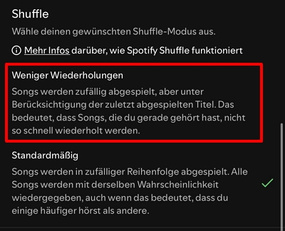 „Weniger Wiederholungen“ aktivieren