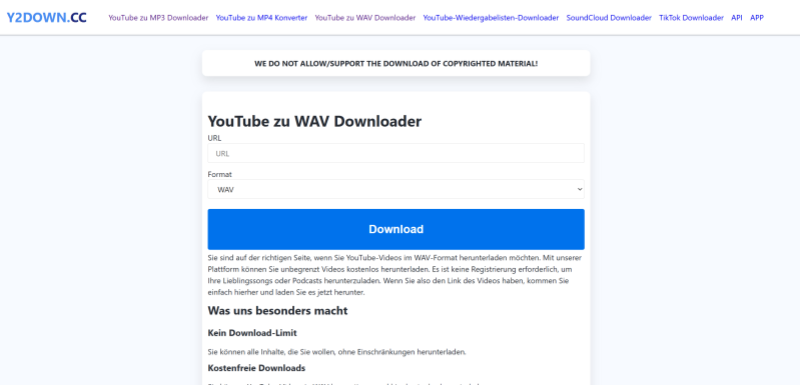 Y2DOWN.CC YouTube to WAV Online Converter 