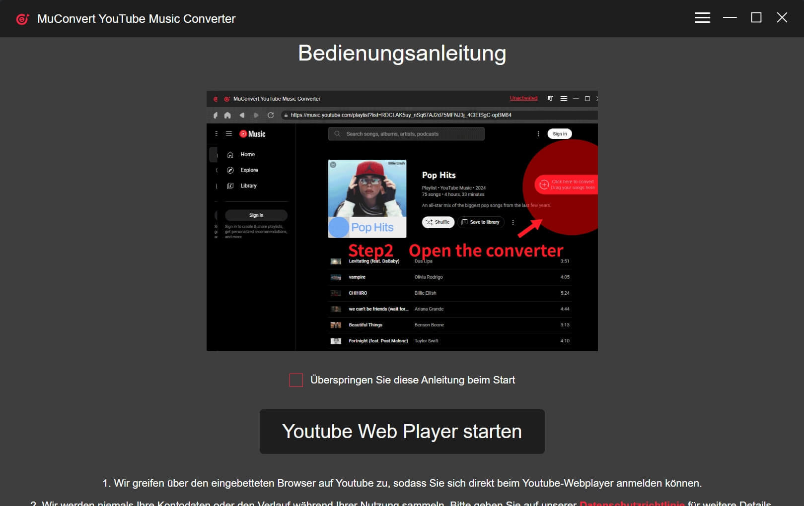 Sich mit YouTube Music-Konto anmelden